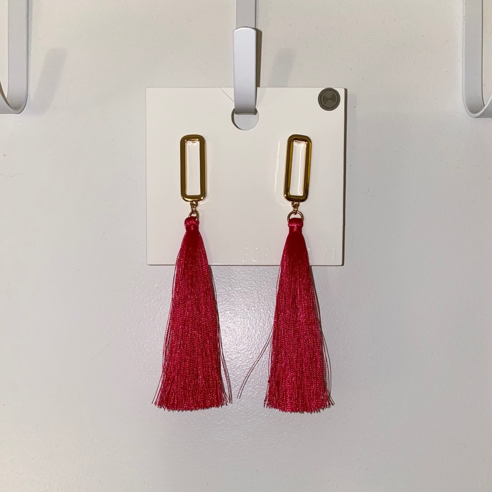 Hot pink fringe earrings